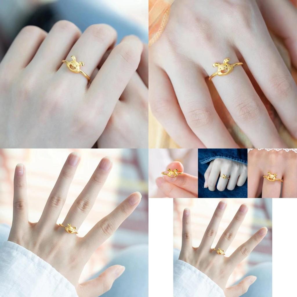 Joyful Gold Rabbit Ring With Cute Design Adjustable Size Perfect For Womens Jewelry