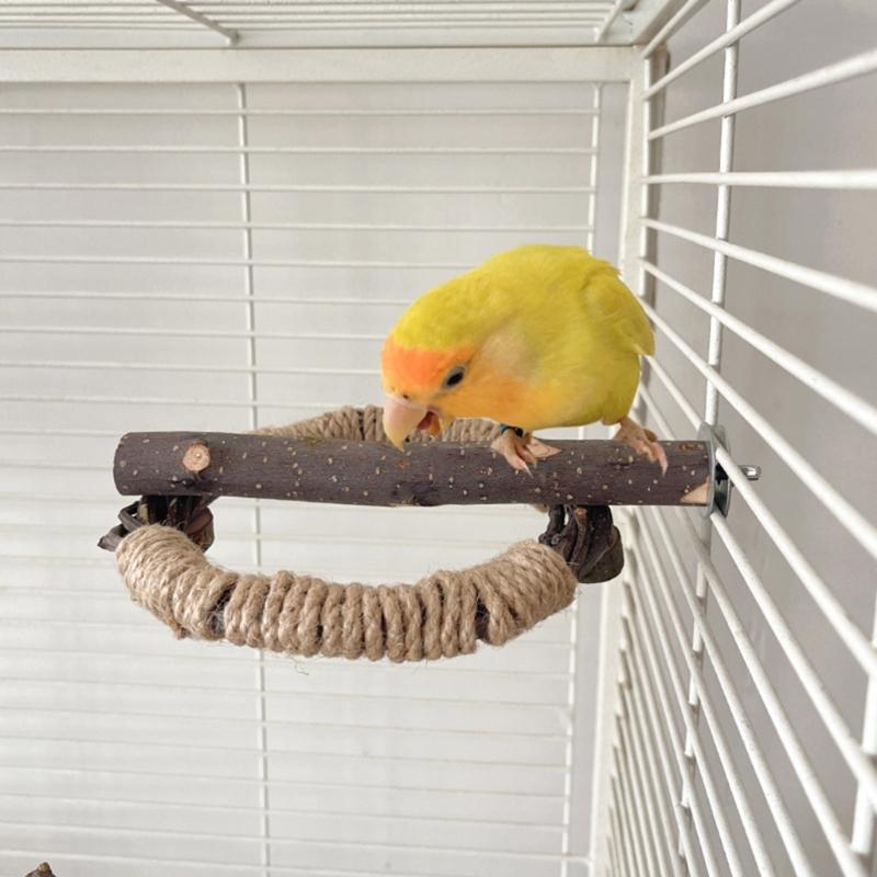 Wellensittich Sitzstange Vogel Standstange Ast Kreis Liebesvögel Kau-Mahl-Spielzeug Kleiner Großer Vogel Unterhaltungszubehör