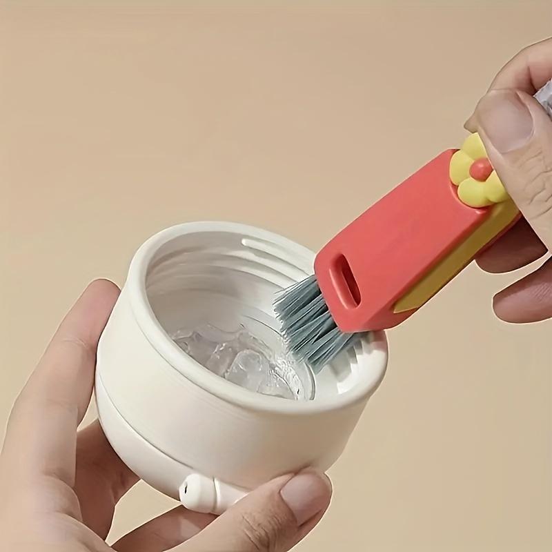 1 pièce Brosse de nettoyage 3-en-1 multifonctionnelle pour couvercle de tasse et interstices - Éponge à poils doux pour cuisine et salle de bain, Outil ménager portable, Conception à suspendre