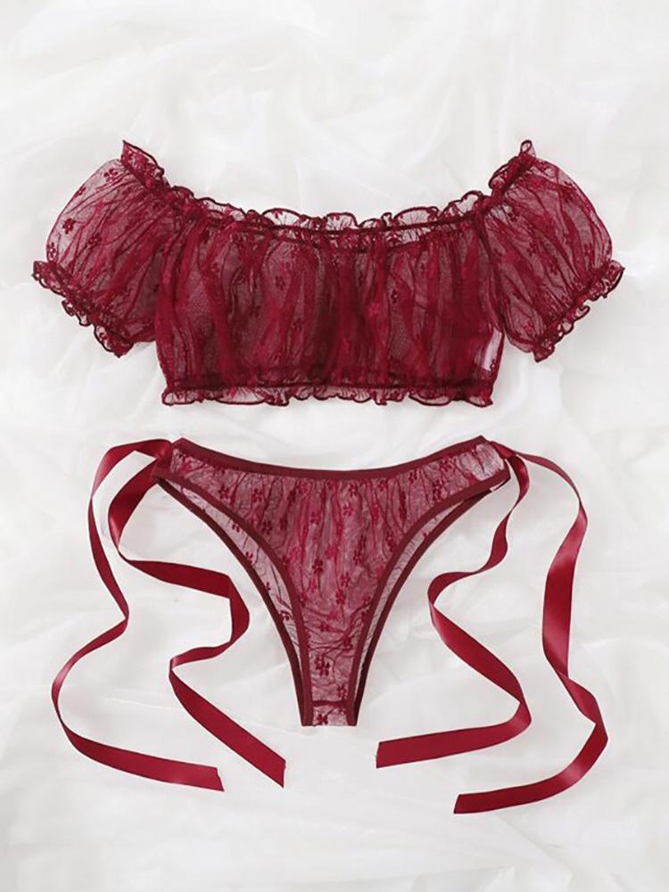 Erotic Lingerie Ladies Sexy Lingerie Exotic Clothing Sexy Hot Bra Panties Underwear Set Intimate Hollow Red Garter Underwear Set