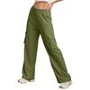 Women's Color Elastic Waist Cargo Pants with Pockets Casual Work Trousers