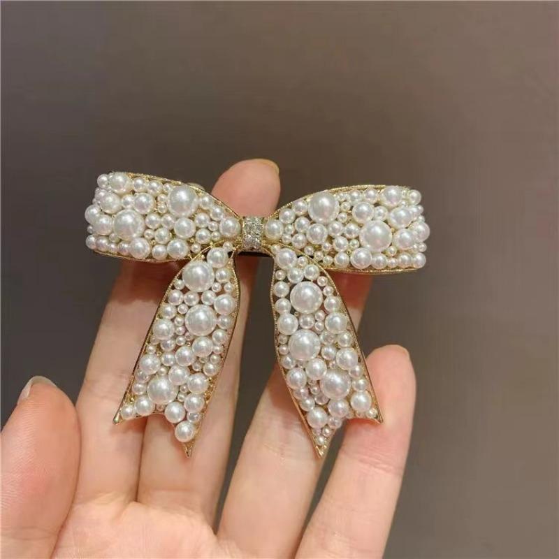 New Korean Sweet Simulated Pearl Bowknot Hairpins Barrettes For Women Fashion Hair Accessories Hair Clips
