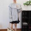 Lotus leaf collar three-dimensional flower butterfly design sense knitted sweater top autumn and winter new loose sweater pullover woman