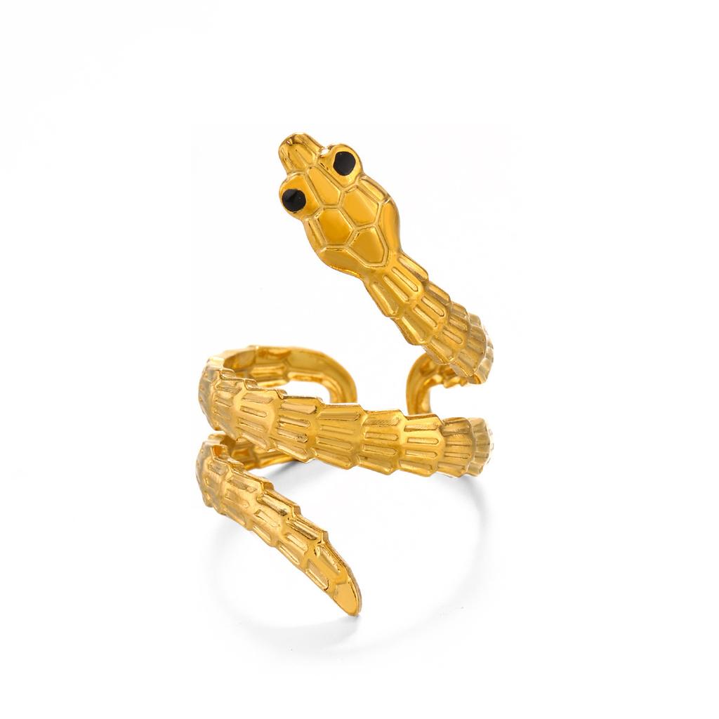 New Fashion Statement Snake Shape Stainless Steel Rings For Women Vintage Gold Color Animal Open Ring Trend Luxury Jewelry