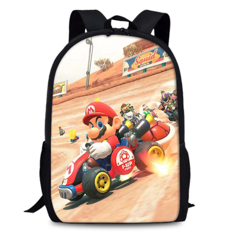 Mario Super Bros School Backpack Large Capacity Oxford Schoolbag Kids Gifts