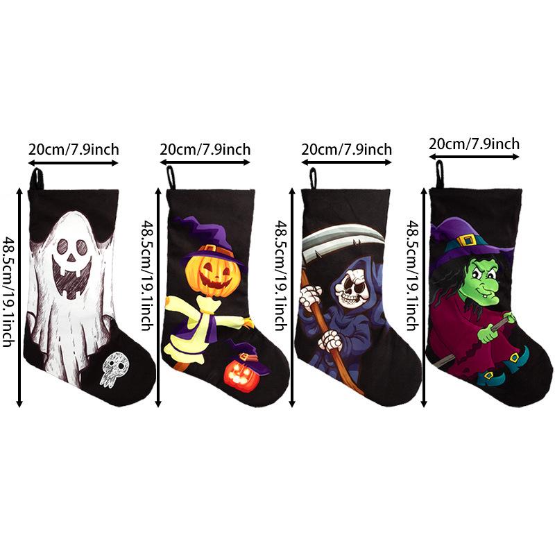 Halloween Themed Stocking Gift Bag Unique Sock Pendant Decoration for Candy Treats Perfect Scene Ornament Festive Cloth Bag