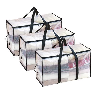 1pc Heavy-Duty Oversized Moving Bags with Reinforced Handles - Christmas Durable Plastic Storage Totes for Clothes Holiday Decor