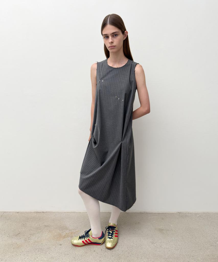 Daiaegeuneol Unbalanced Long Dress (Charcoal)
