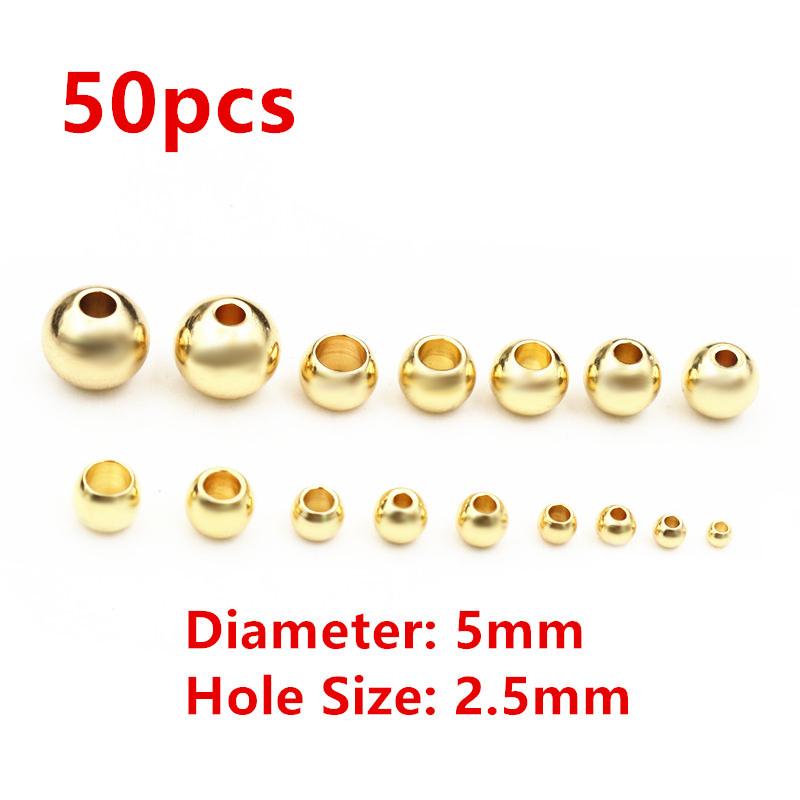 30-100pcs 2-8mm Stainless Steel Gold Color Spacer Beads Charm Loose Bead DIY Bracelets Necklace Beads for Jewelry Making Charms