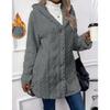 Hooded Solid Color Cardigan Button Up Long Sleeved Casual Fleece Jacket