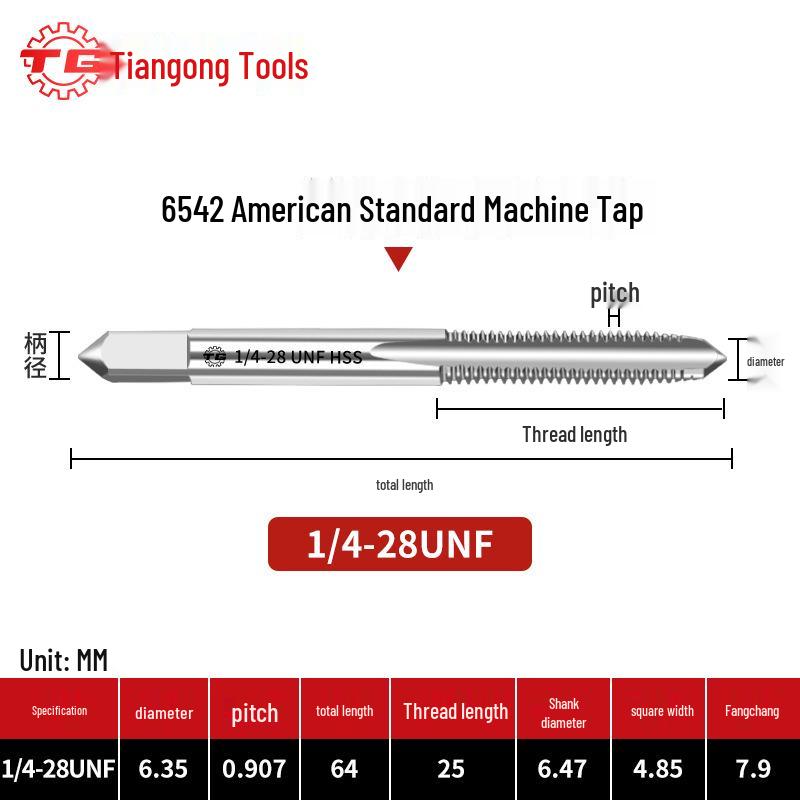 American Standard Stainless Steel Threading Taps 1/4-3/5/8 UNC/UNF