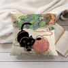 Bench Kitties Cushion Cover Short Plush Double-Sided Printing Home Machine Washable In Warm Winter Pillow Cover