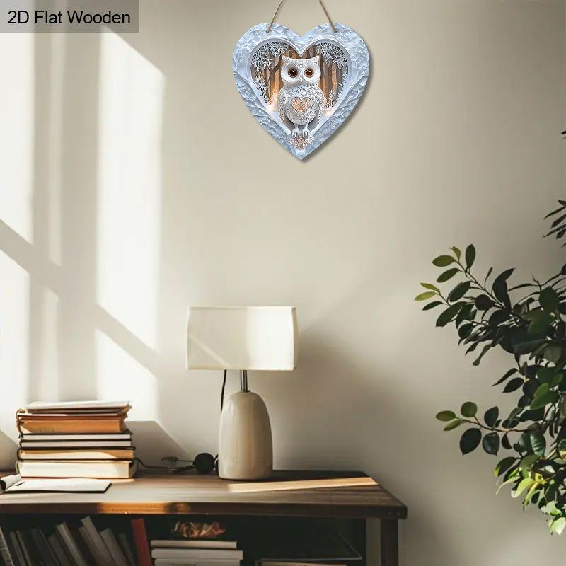 Garden Decoration, Wooden Hanging Decorative Signs, Wall or Door Decoration, Owl Pattern, 2D Graphic Products, Housewarming Gifts for Friends