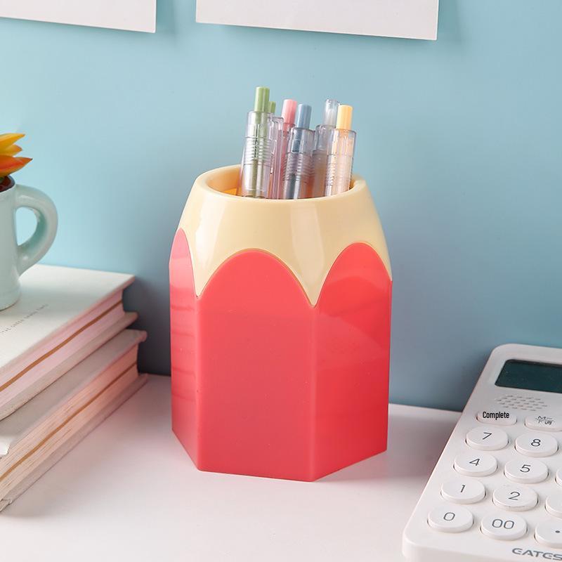 Creative Desktop Pen Holder: Large Capacity Pencil Organizer with Stylish Contrasting Colors for Students and Office Use