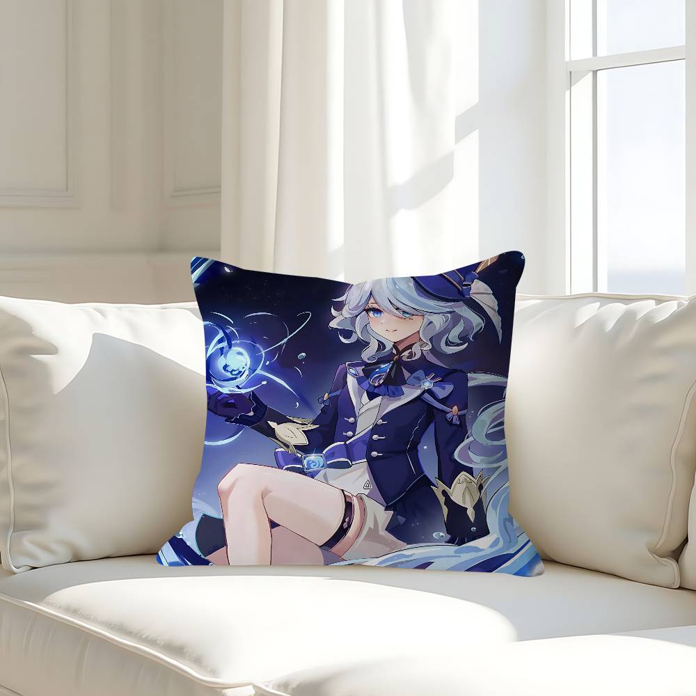 Genshin Impact Furina Kissenbezug Abnehmbarer Waschbarer Kissenbezug – Ganzjahresweiches Leinen