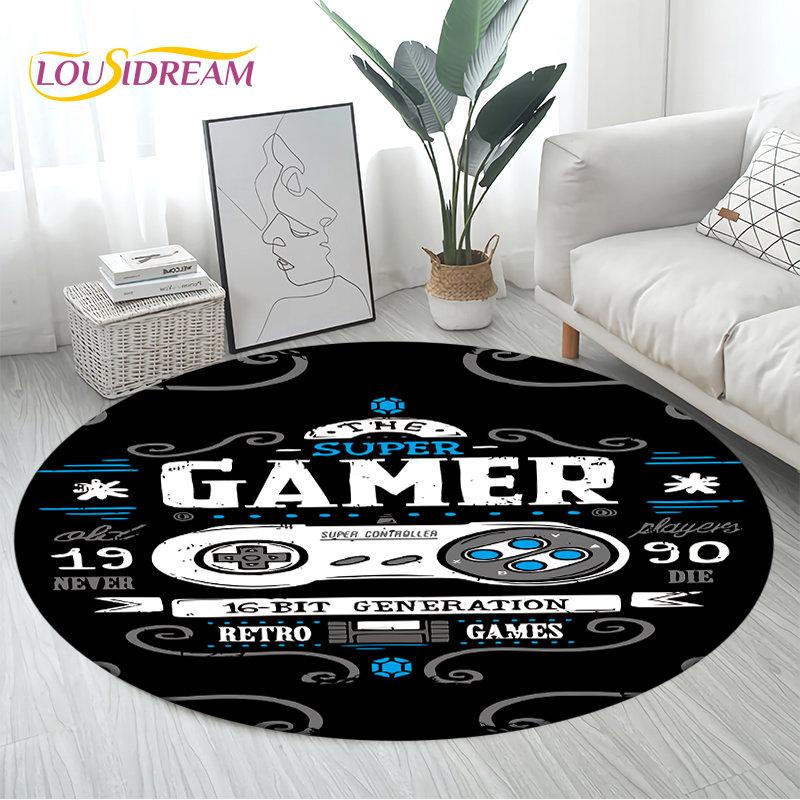 3D Cartoon Gamer Game Controller Area Rug Large,Round Carpet Rug for Living Room Bedroom Sofa Decor,Kid Play Non-slip Floor Mat