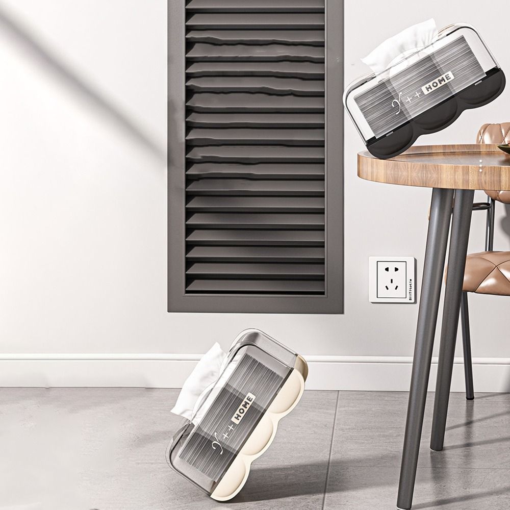 Plastic Tissue Box Built-in Spring Automatic Lifting Napkin Dispenser Box Visible Large Capacity Paper Box Container Living Room