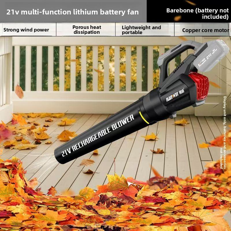 NANWEI 21V High-Power Electric Hair Dryer, Outdoor Rechargeable Blower, Brushless Motor, Lithium Battery, Household Dust Removal and Cleaning Tool