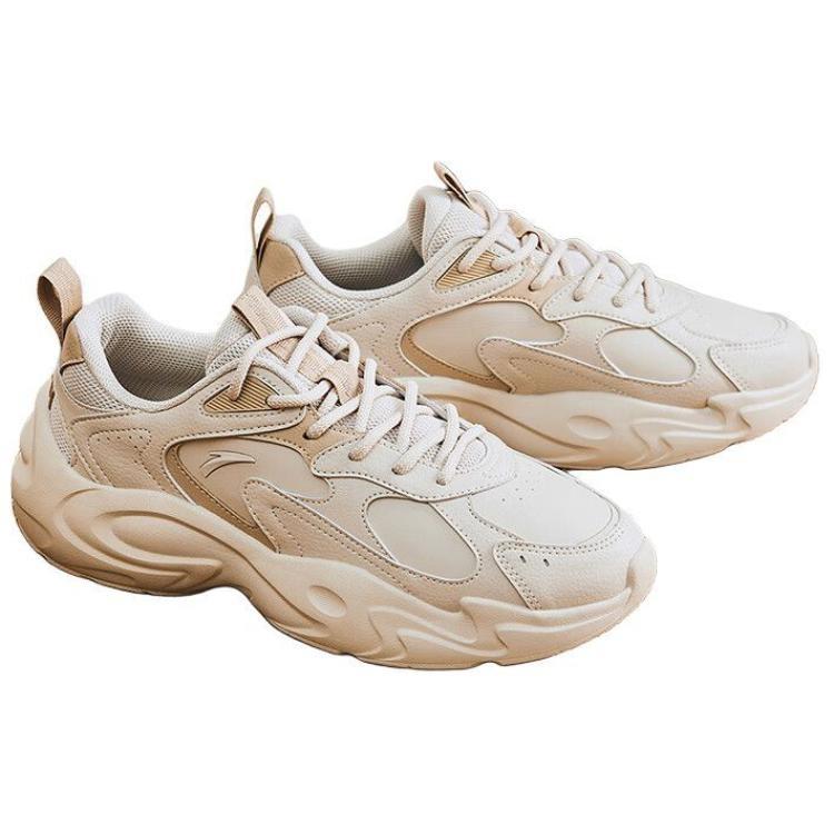 Anta Slip Resistant Abrasion Resistant Low Top Casual Shoes Men's Beige Brown 912438805-8