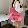 Premium Quasten Canvas Große Kapazität Tragetasche Mädchen Rosa Canvas Tasche Damen Sommer Tragetasche Eine Schulter College Strapazierfähiges Material Studenten Pendeltasche