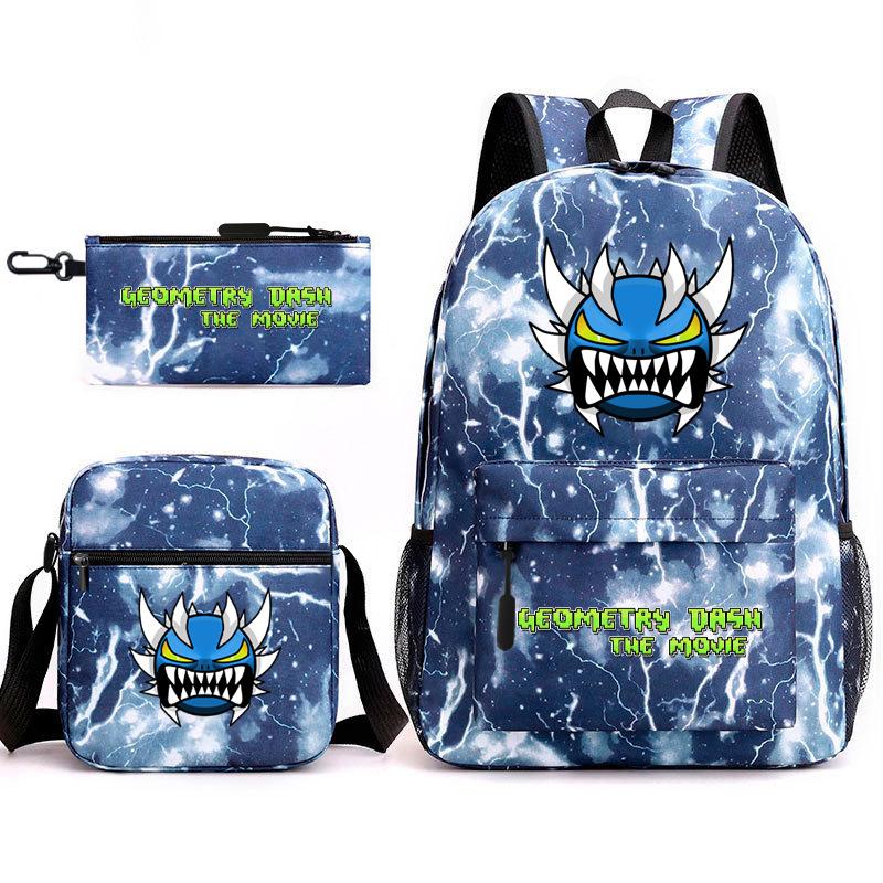 Geometry sprint game backpack geometry dash heat transfer backpack elementary school bag leisure bag