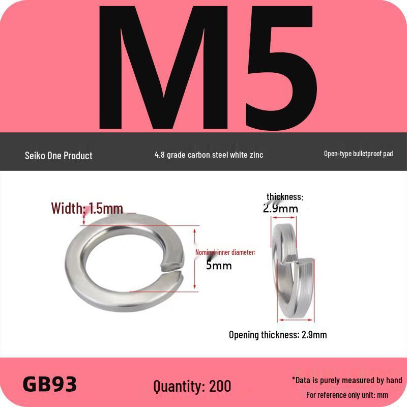 White Zinc-Plated Carbon Steel Split Spring Washer (4.8 Grade)