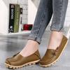 2025 Plus Size Women's Shoes, Two-layer Cowhide Mother Shoes, Casual and Versatile Single Shoes, Comfortable Bean Women's Shoes