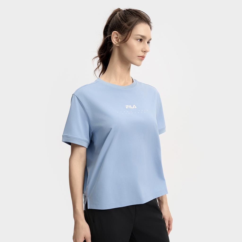 FILA Fitness Fashion Simple Casual Sports Versatile Comfortable Short Sleeve T-Shirt Women Tops Light-Blue A11W531111FBU