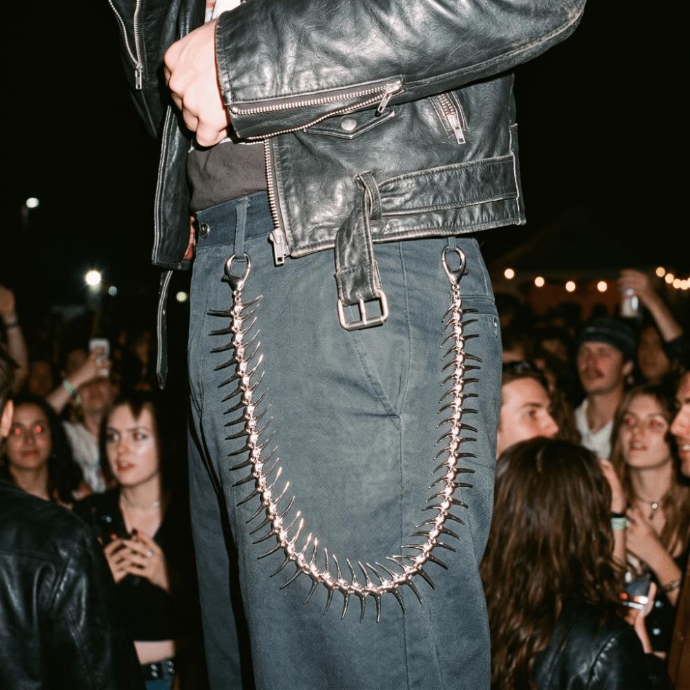 Long Size Pant Chain Spiked Thorn Bag Pendant Hip-Hop Keychain  Men