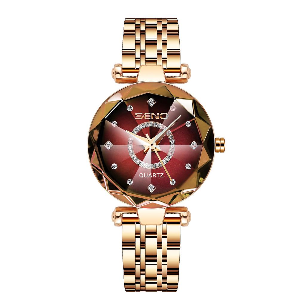 Ocean Heart Quarz Damen Diamantuhr - Stahlband, Wasserdicht