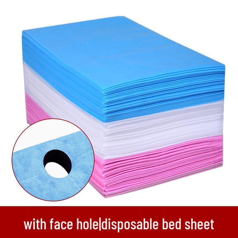 Thick Disposable Non-Woven Waterproof & Oilproof Bed Sheets with Face Hole for Salons