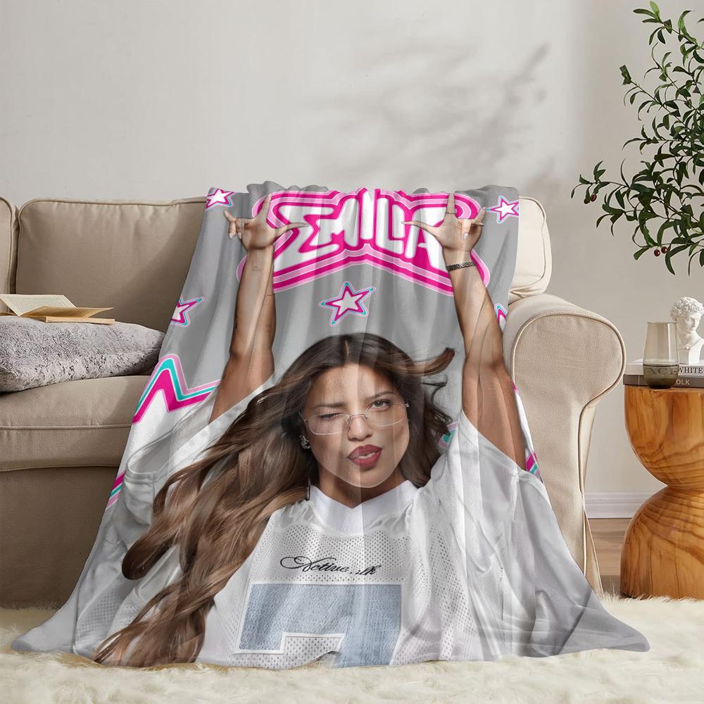 Sinaer E-Emilia Mernes Mp3 Throw Soft Flannel Throw Summer Blanket Lightweight Cozy Nap Blanket for Sofa Bed Travel