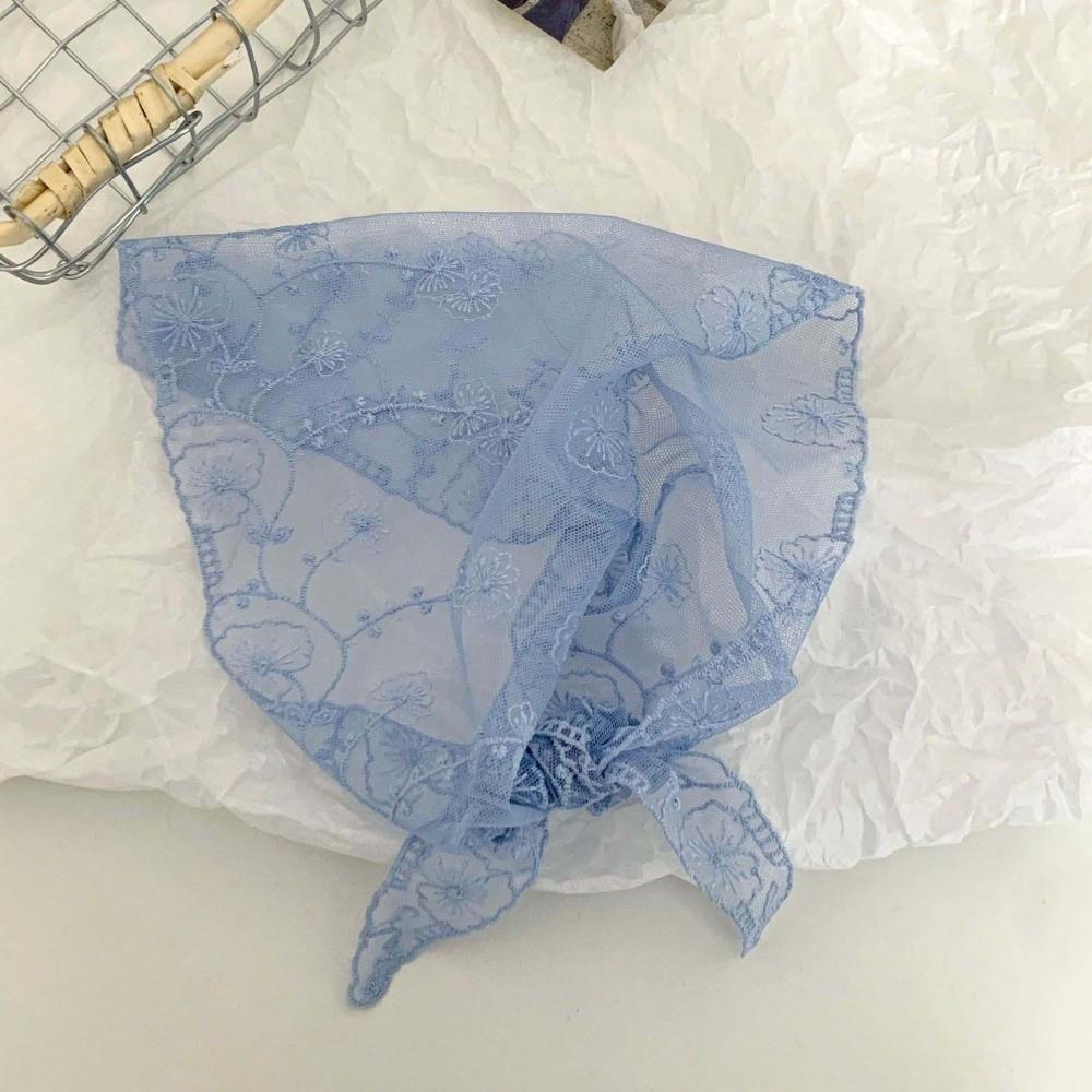 Sunscreen Thin Embroidered Flowers Headband Breathable Triangle Waistband Ramie Head Scarf Outdoor