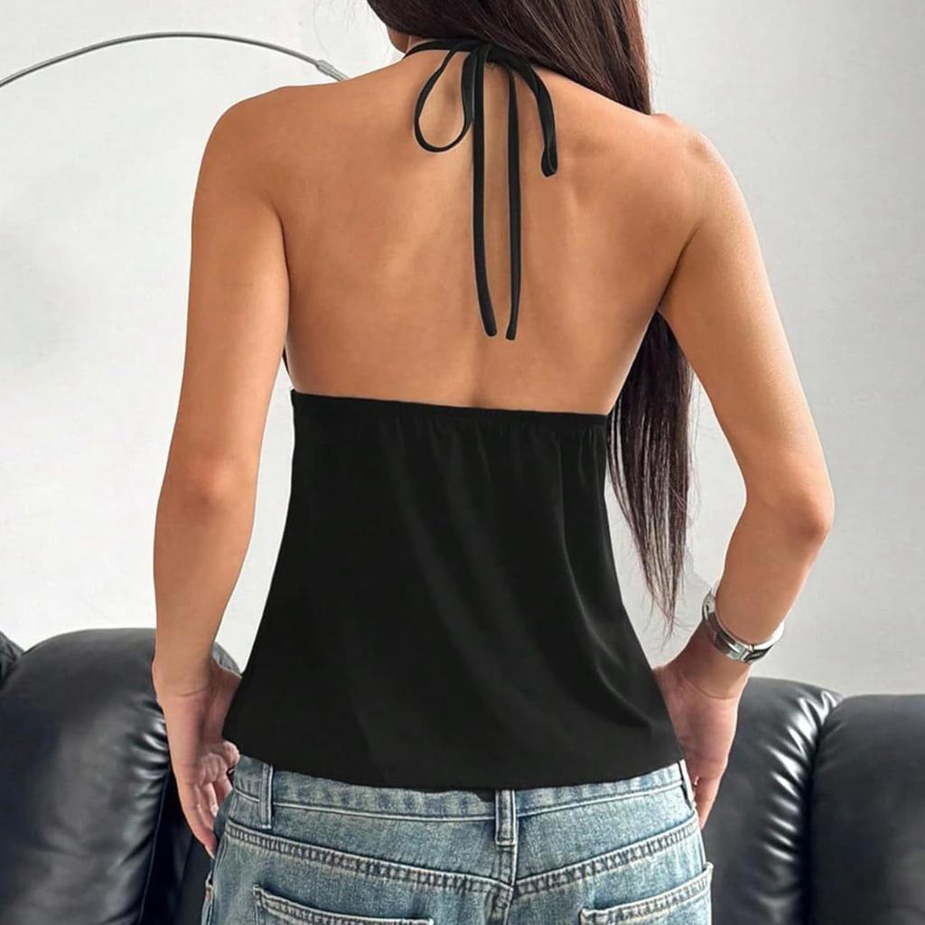 Women's Fashion Summer  Strap Sexy Backless Sleeveless Camisole Slim Backless Top
