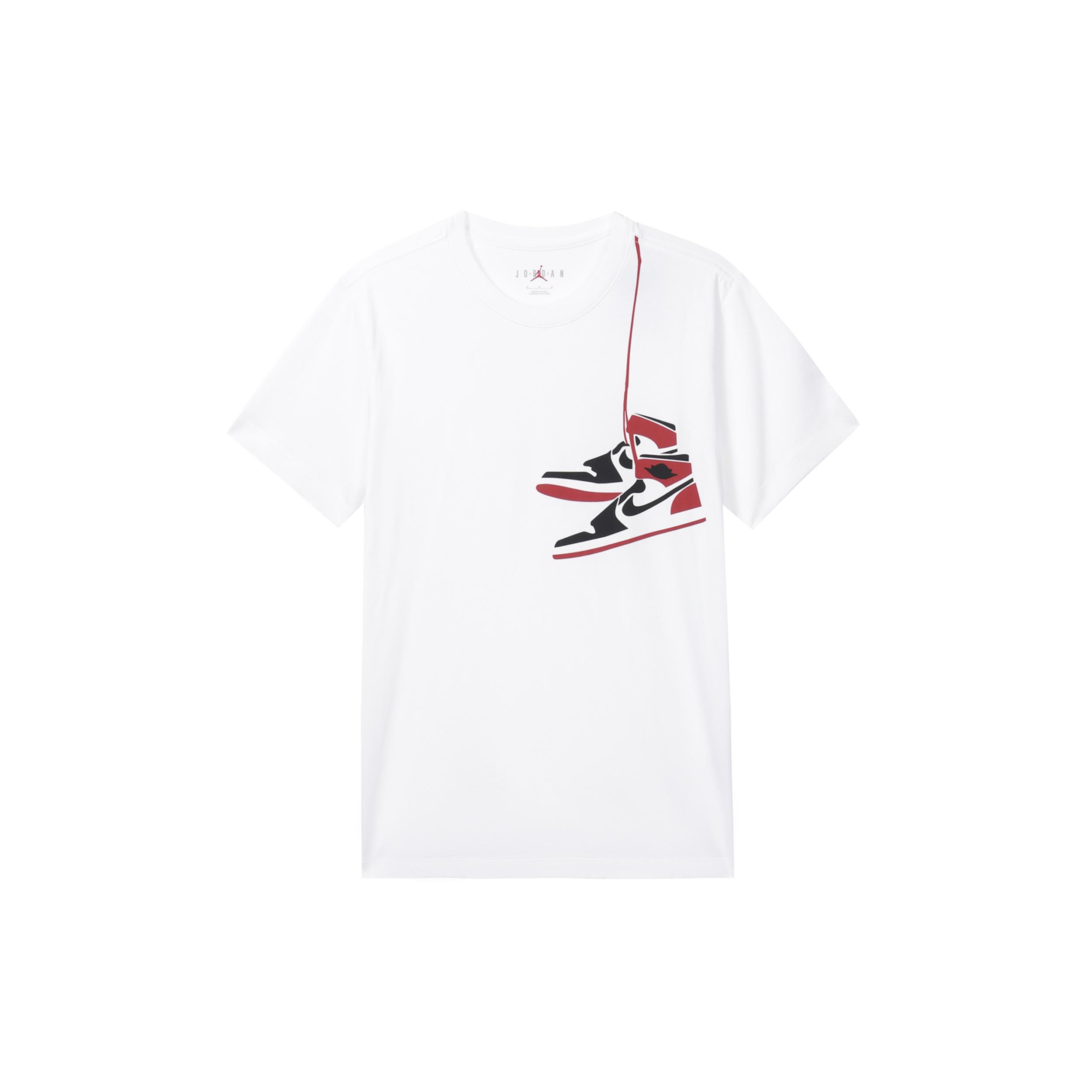 Men s Air Jordan Logo Printing Pattern Pullover Round Neck Short Sleeve White T-Shirt DZ4518-100 M