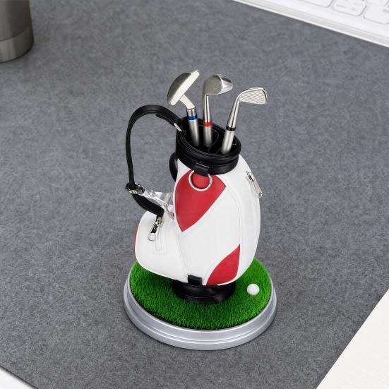 Golf Pen Holder Set, Mini Golf Bag Desk Organizer with 3 Golf Club Pens, Novelty Office Decor for Men, Business Gift