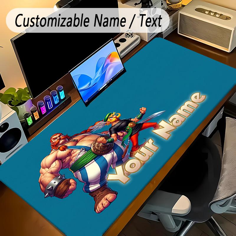 Large Mouse PadAsterix & Obelix Custom Name Text Personalized Desk Mat Non Slip Gaming Pad