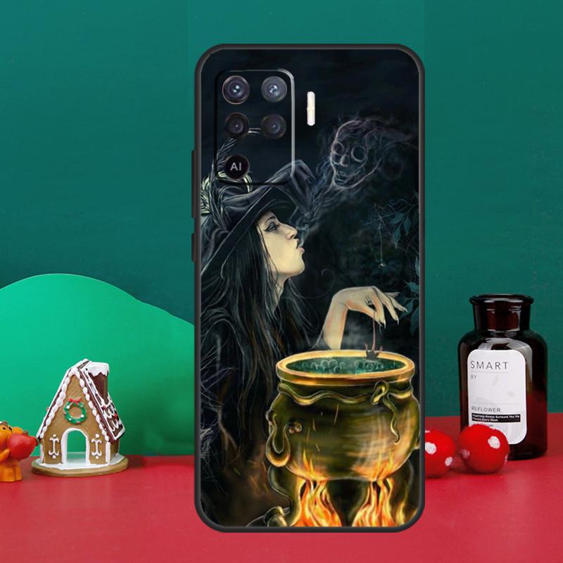 Halloween Moon Witch Horror Case For Oppo A98 A78 A58 A38 A18 A54 A74 A94 A80 A60 A40 A96 A76 A16 A15 A17 A57 A5 A6 Pro
