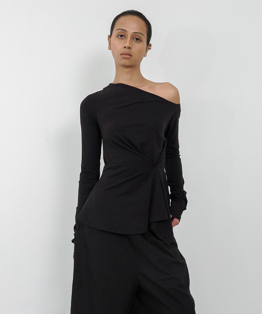 Nash Incline One Shoulder Long Sleeve Black