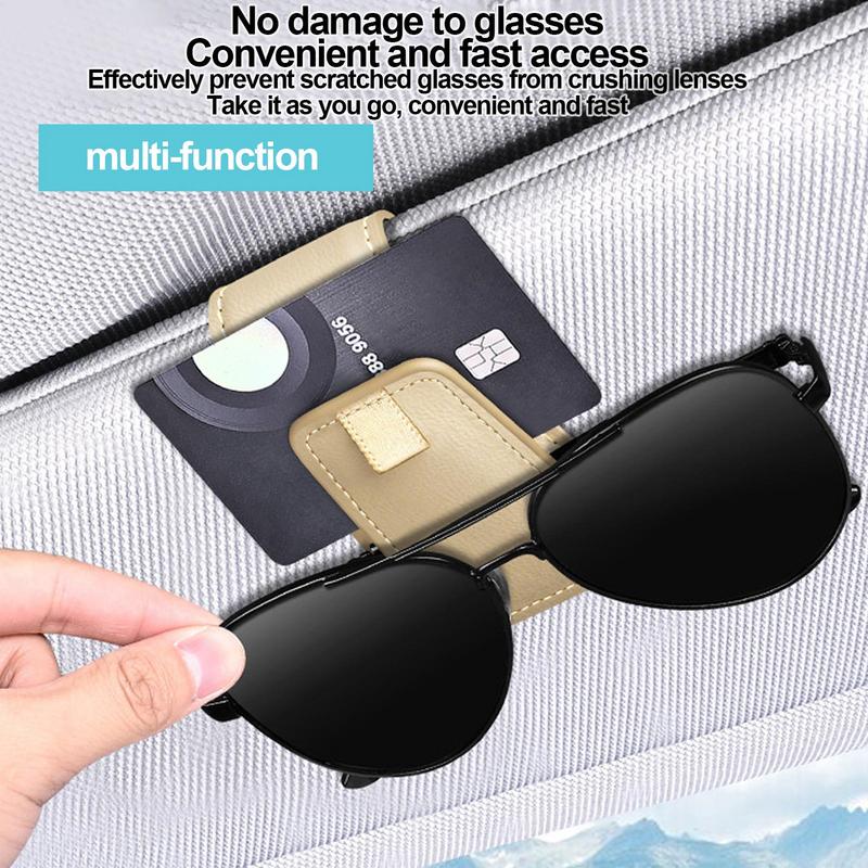 Magnetic Car Auto Sun Visor Eyeglass Hanger Clip Leather Glasses Holder  Universal Multi-Function Automobile Accessories Storage