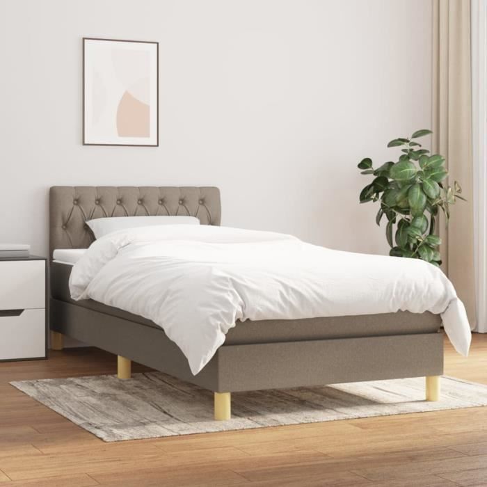 VidaXL Lit à sommier tapissier avec matelas Taupe 80x200 cm Tissu 3140813