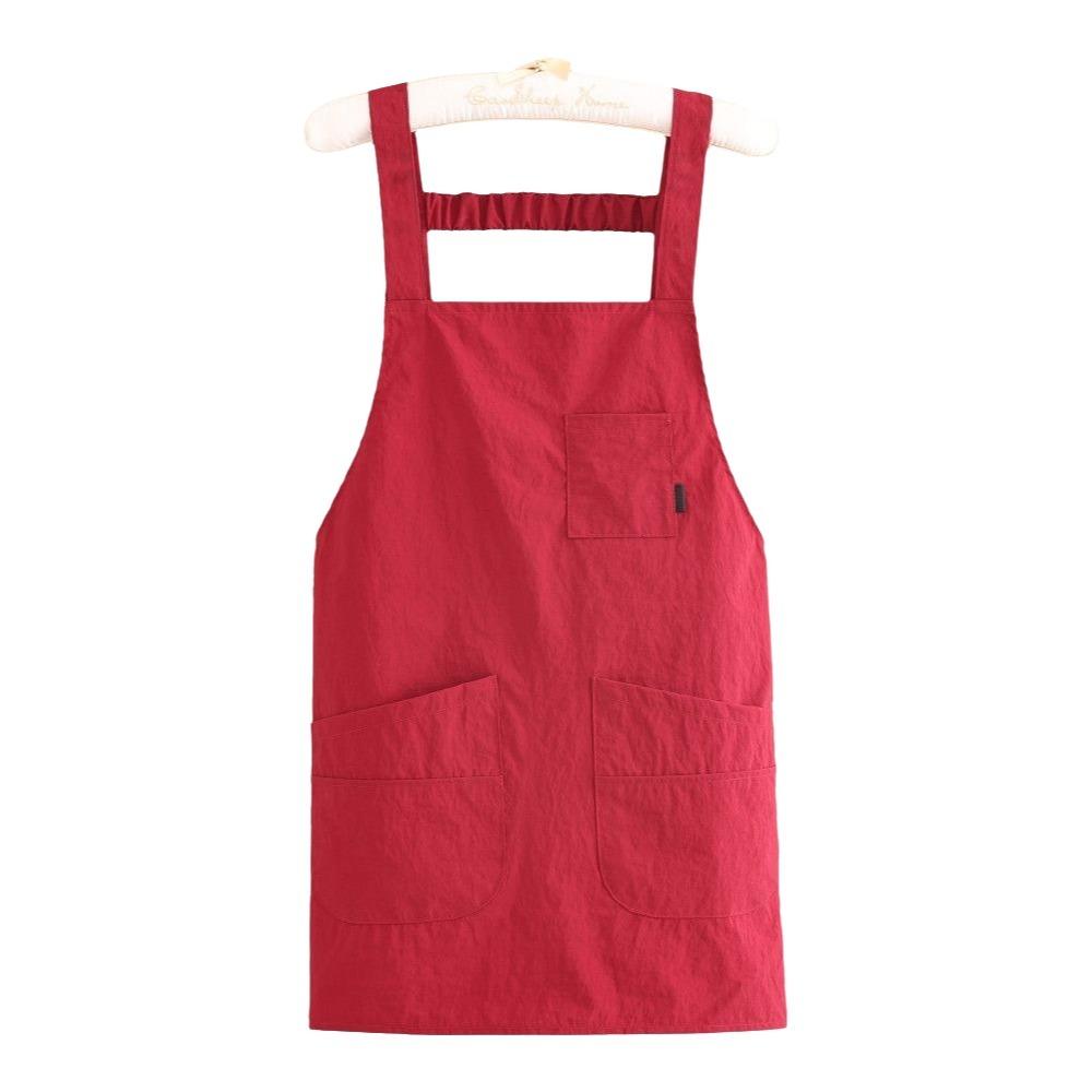 Oil-Proof Cooking Apron with Pocket Catering Apron Portable Sleeveless Apron Baking красный