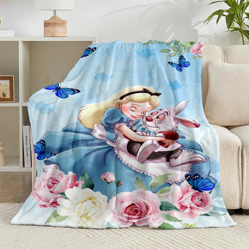 1PC Alice and the Cat Flannel Blanket Gift, Suitable for Both Men And Women, Soft Ideal for Beds And Sofa, Birthday Or Christmas Gift