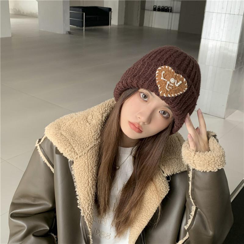 Love Loose Knitted Woolen Hat Women's Autumn and Winter Ear Protection Warm Hat
