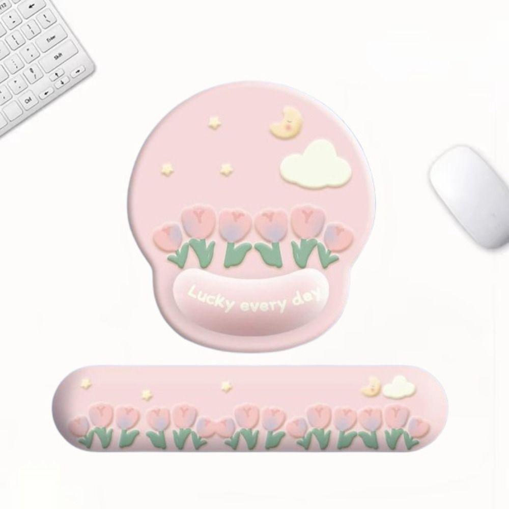 Non-Slip Wrist Rest Mouse Pad Rubber Base Mouse Wrist Rest Convenient Tulip Mouse Pad  Home Decor