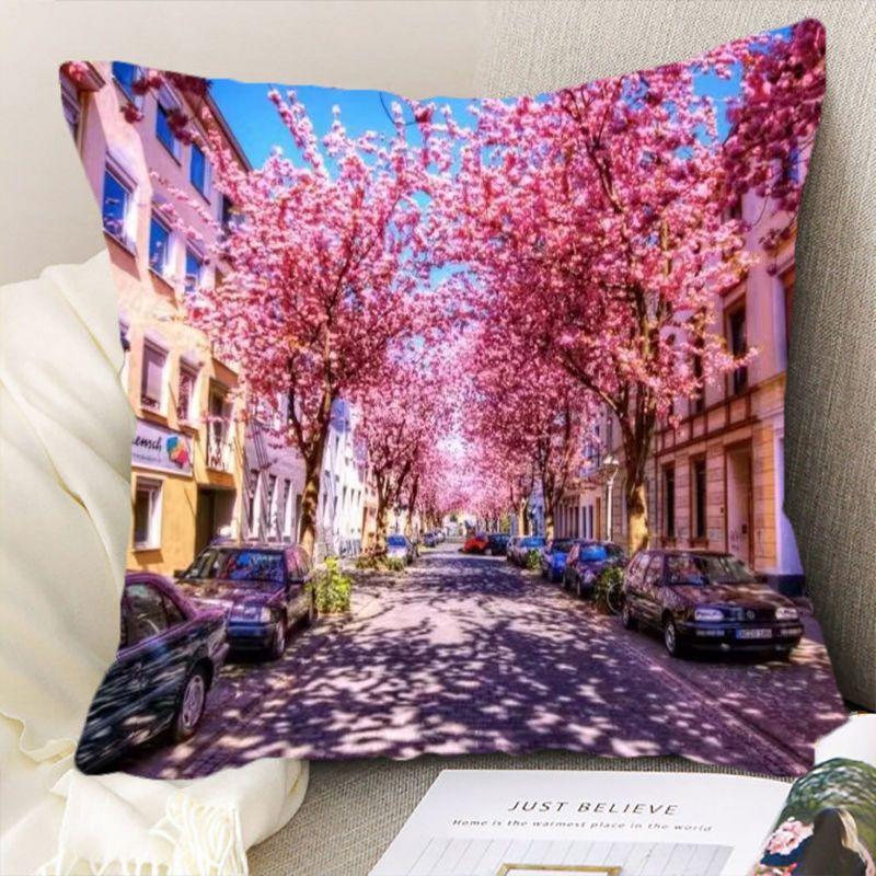 "Nature's Wonders Throw Pillow Covers - Mountain, Waterfall & Sunset Scenic Cushion Cases"