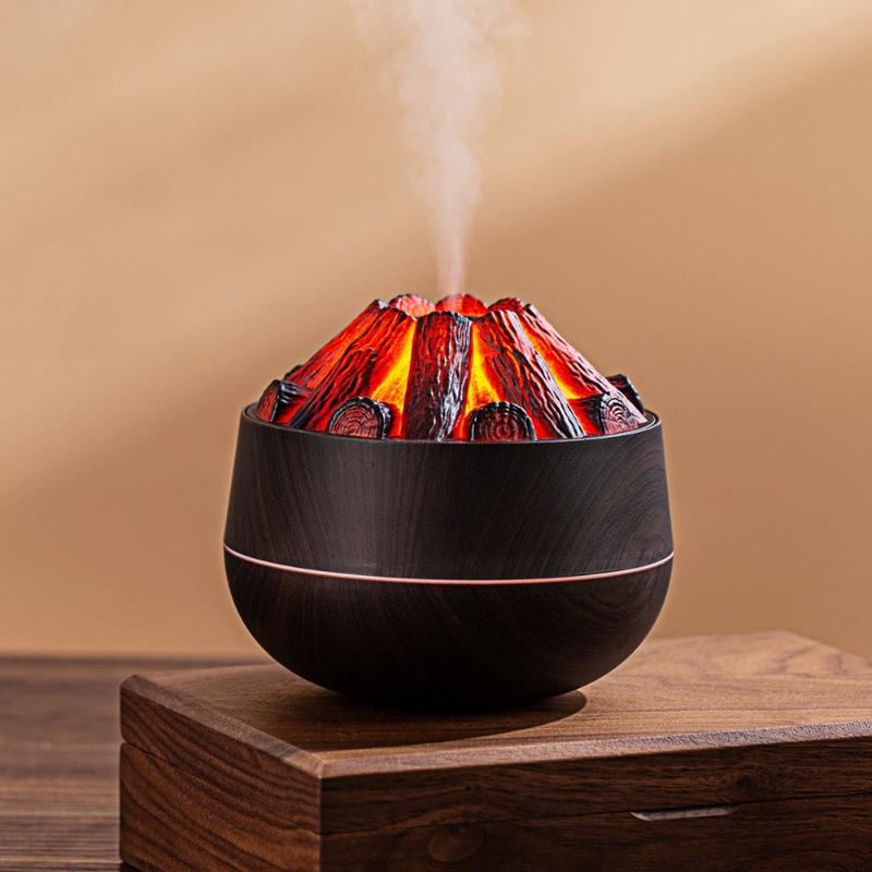 USB Flame Effect Humidifier Lava Aromatherapy Diffuser Multifunctional Desktop Air Humidifier Aroma Diffuser for Bedroom Office