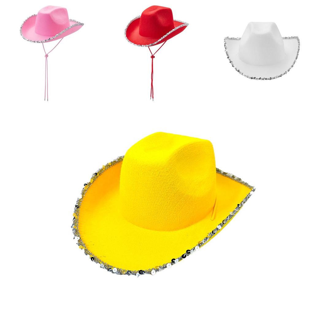 Christmas Cowboy Hat With Silver Edge For Holiday Party Costumes