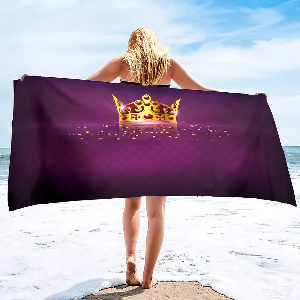 Strandtücher für Erwachsene Kronen-Print Leichtgewichtig Sandfrei Superweich Schnelltrocknend Schwimmtücher für den Schwimmsport Strand Fitnessstudio