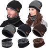Unisex Winter Warm Knitted Hat and Circle Scarf Skiing Hat Outdoor Sports Hat Sets Beanie Soft